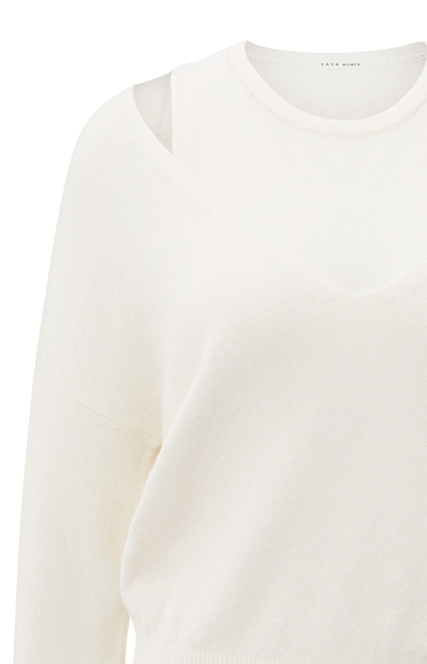 Knitted sweater with deep V-neck and layered top