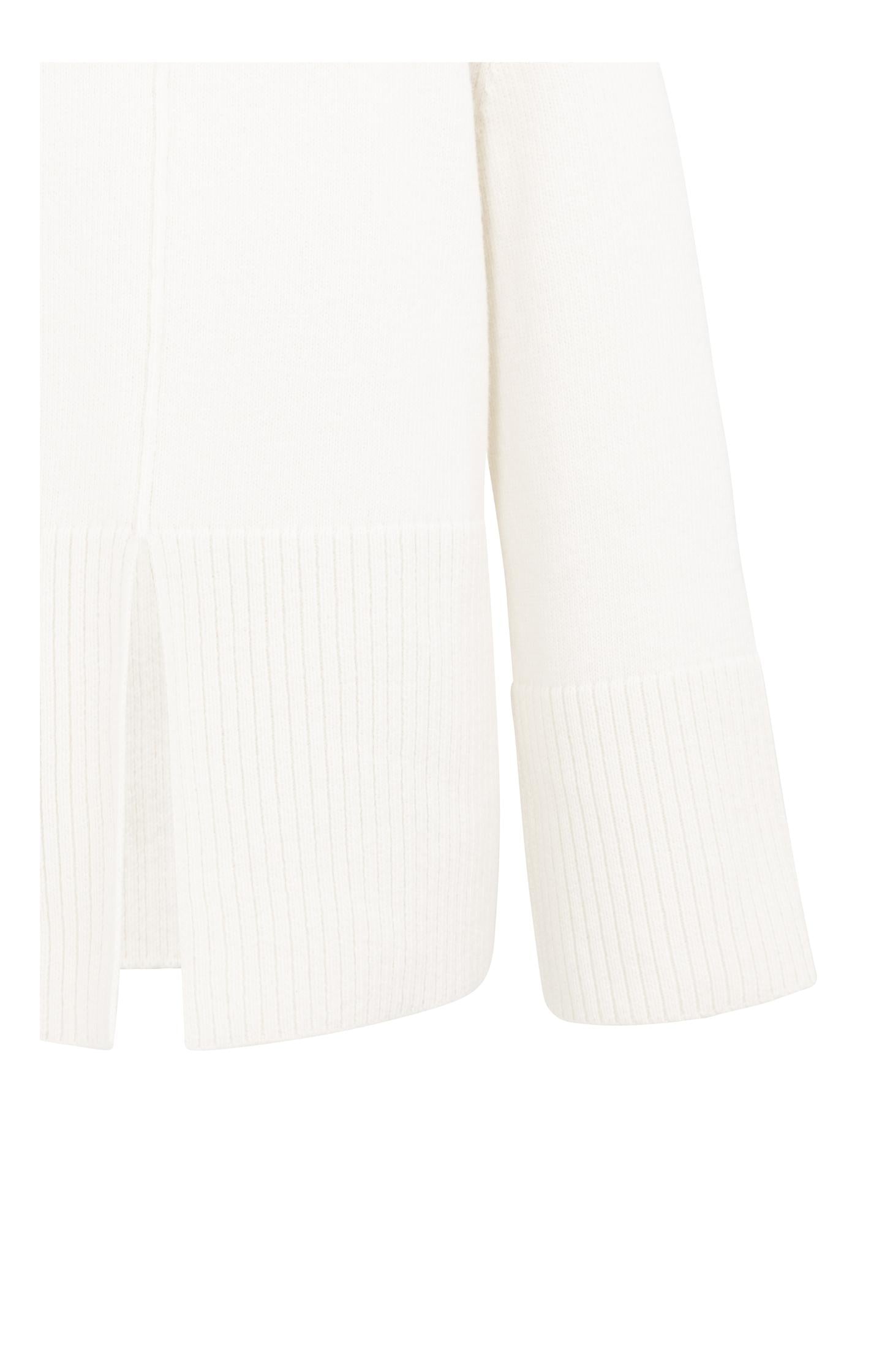 Knitted sweater with high neck and wide rib trims
