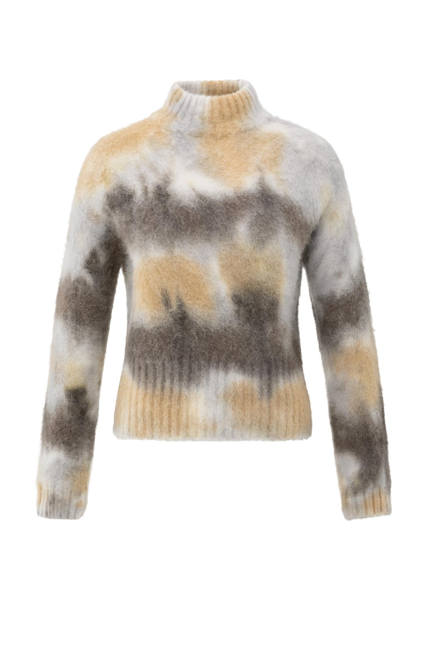 Knitted sweater with melange print and high neck - Type: product