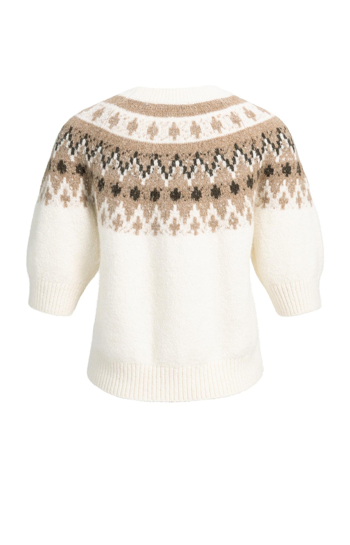 Knitted sweater with Nordic jacquard pattern - Dark Beige Melange