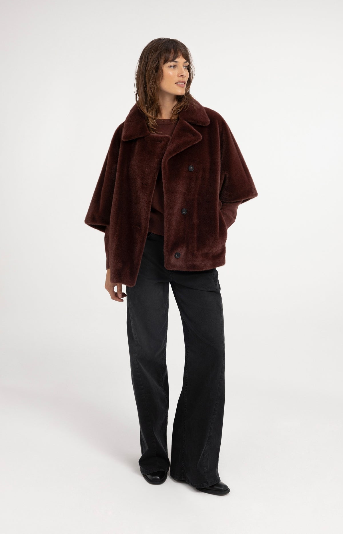 Knitted sweater with open back detail - Bitter Chocolate Red
