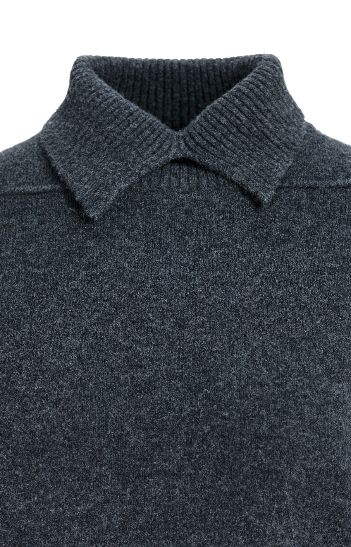 Knitted sweater with polo collar - Black