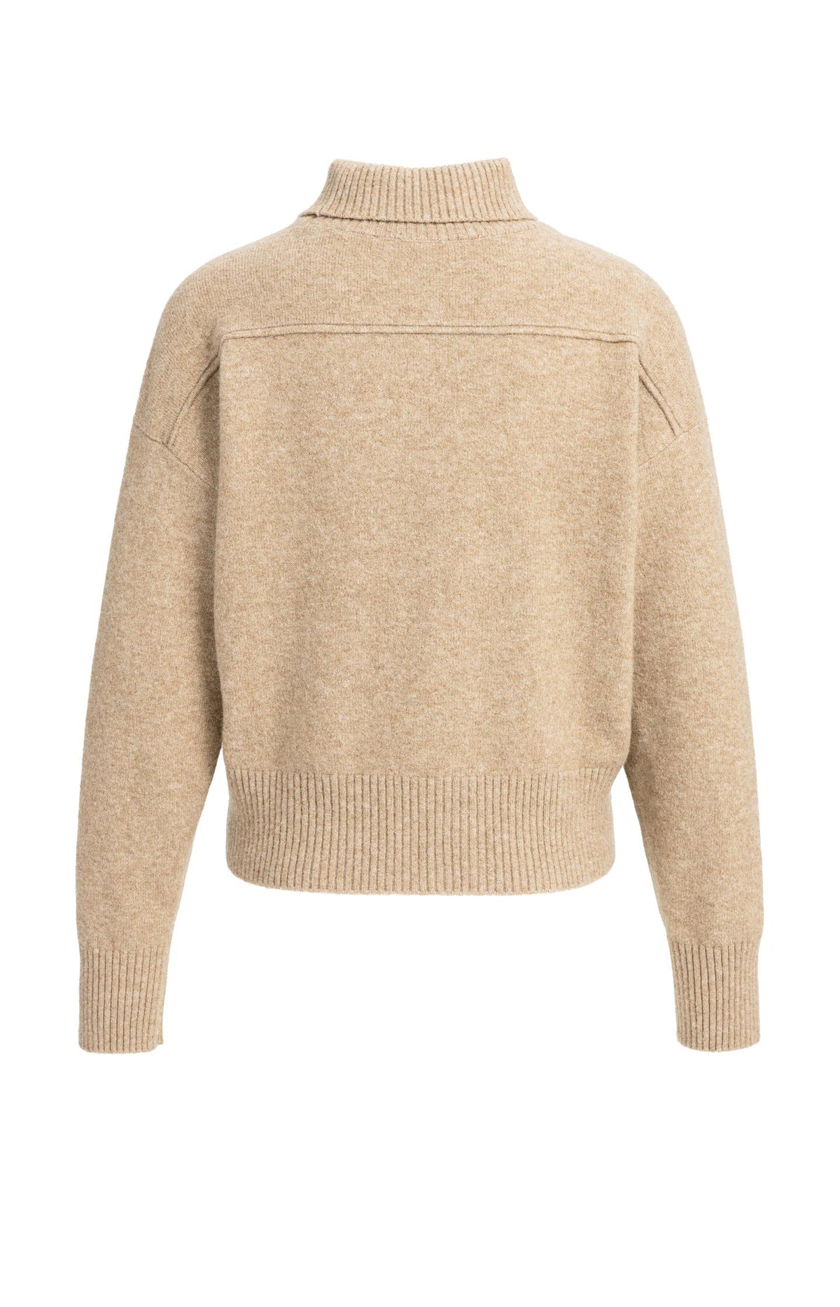 Strickpullover mit Polokragen - Dark Beige Melange