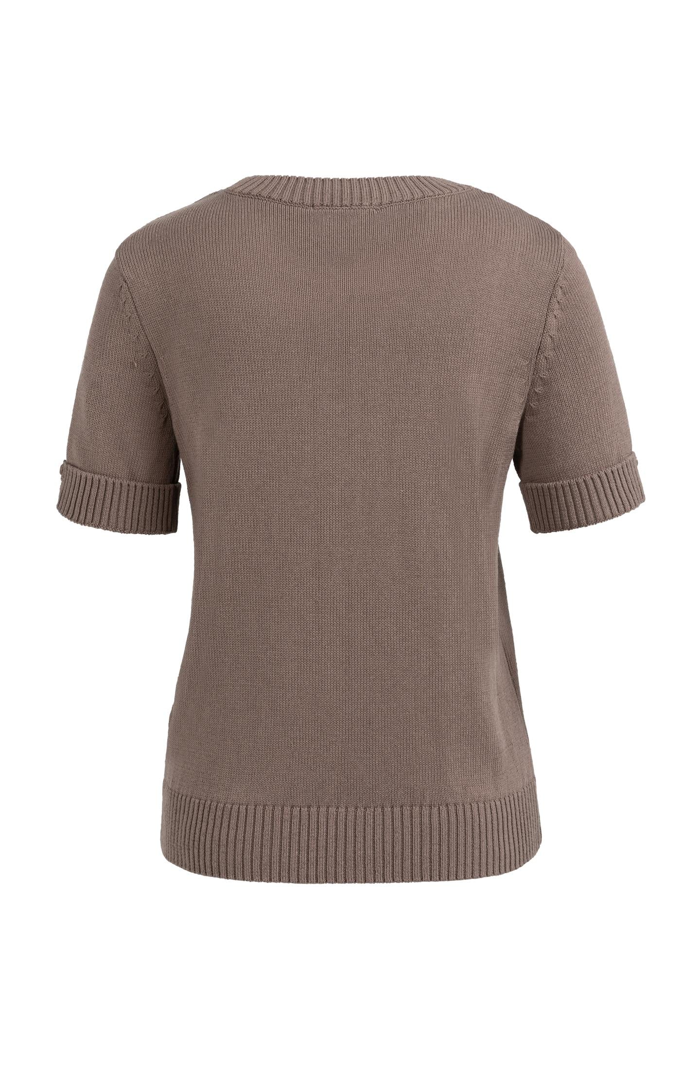 Knitted sweater with rolled-up short sleeves - Type: lookbook