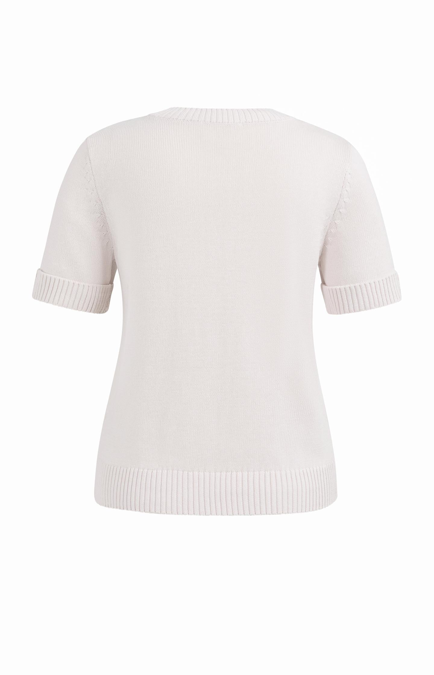 Knitted sweater with rolled-up short sleeves - Type: lookbook