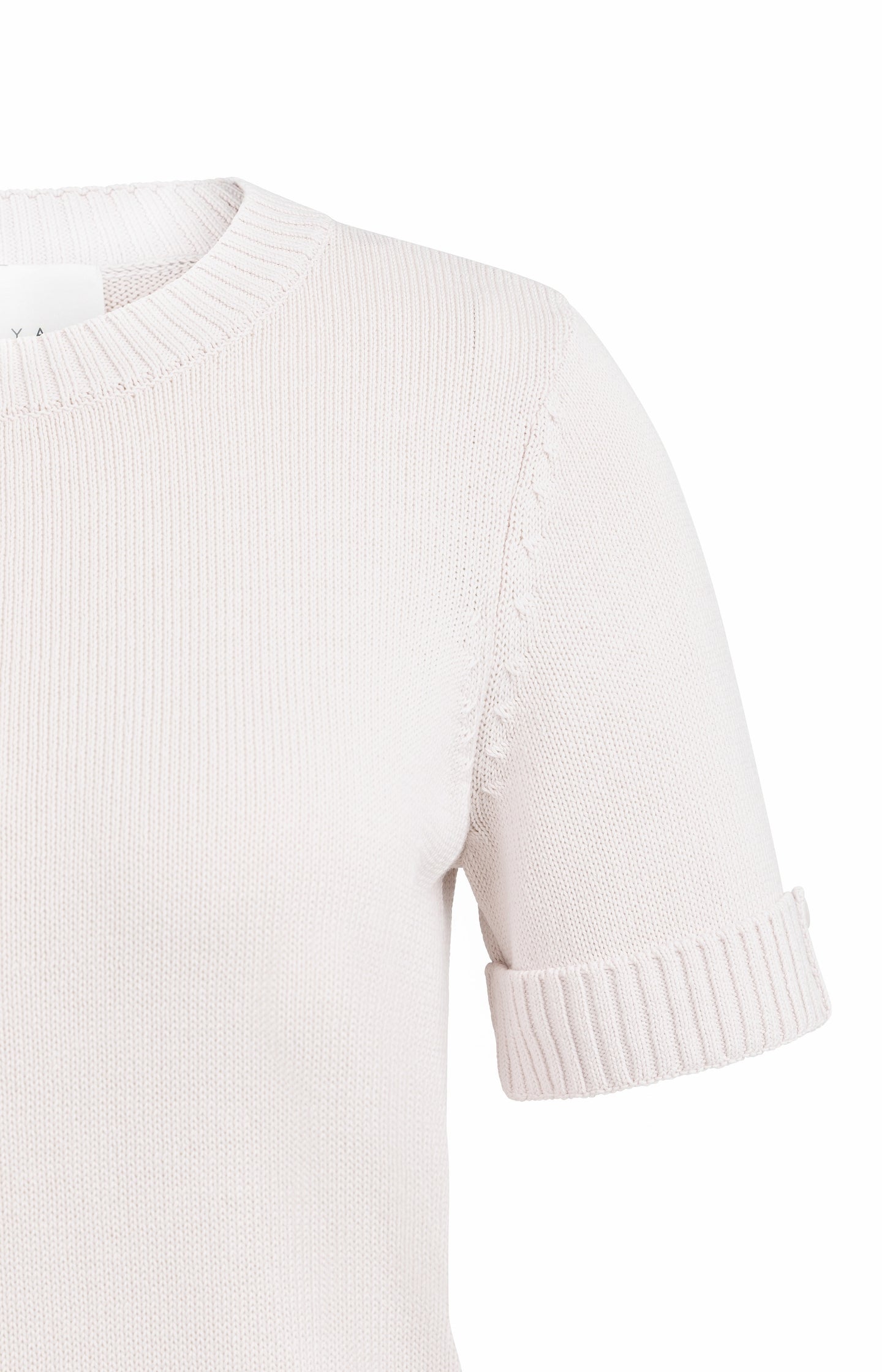 Knitted sweater with rolled-up short sleeves - Type: lookbook