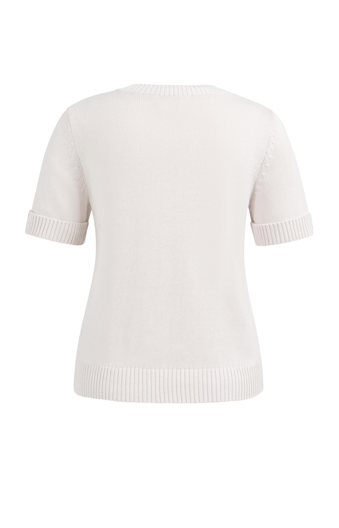 Knitted sweater with rolled-up short sleeves