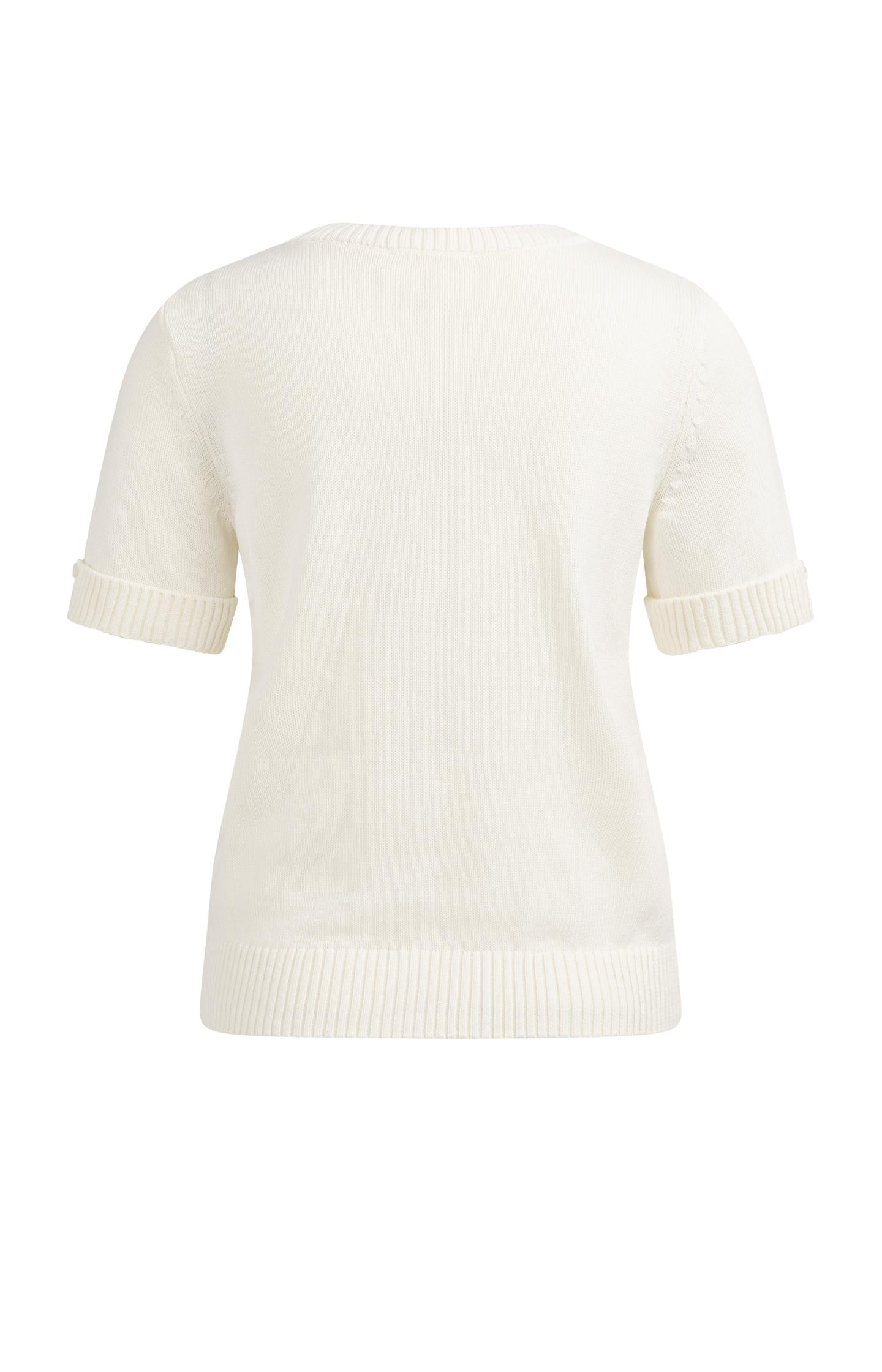 Knitted sweater with rolled-up short sleeves - Type: lookbook