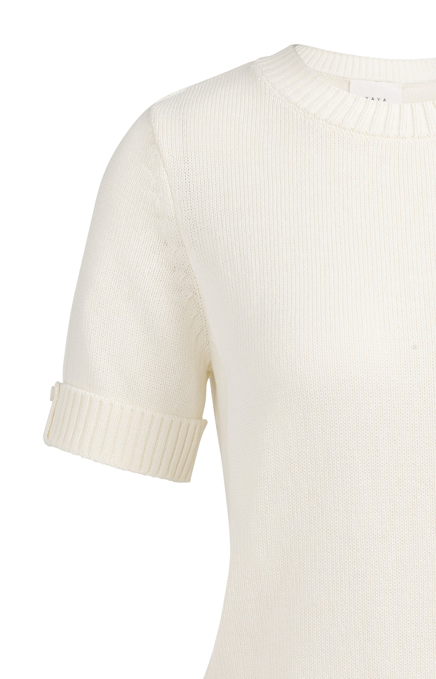 Knitted sweater with rolled-up short sleeves - Type: lookbook