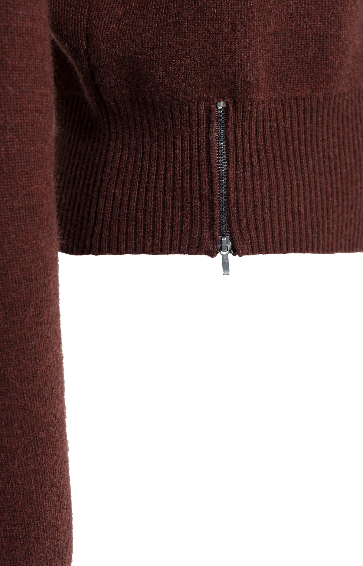 Knitted sweater with shoulder detail and side zips - Bitter Chocolate Red Melange