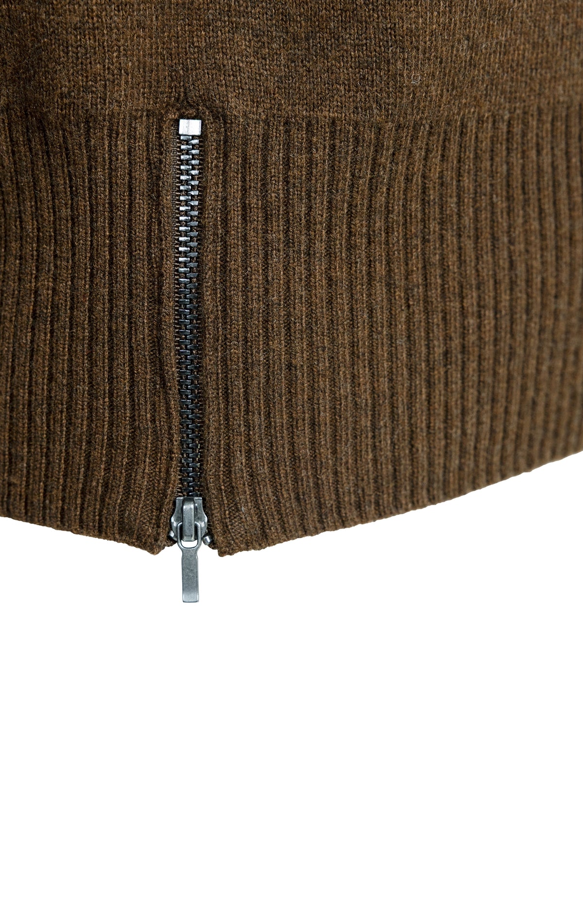 Knitted sweater with shoulder detail and side zips - Cocoa Brown Melange