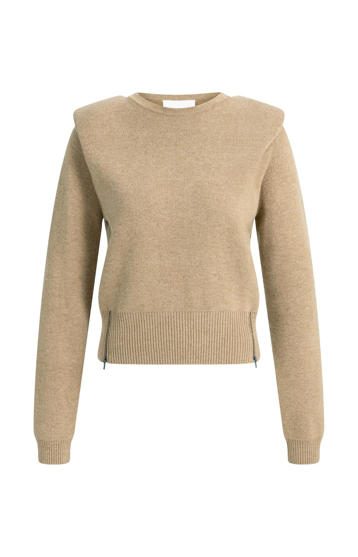 Knitted sweater with shoulder detail and side zips - Cocoa Brown Melange