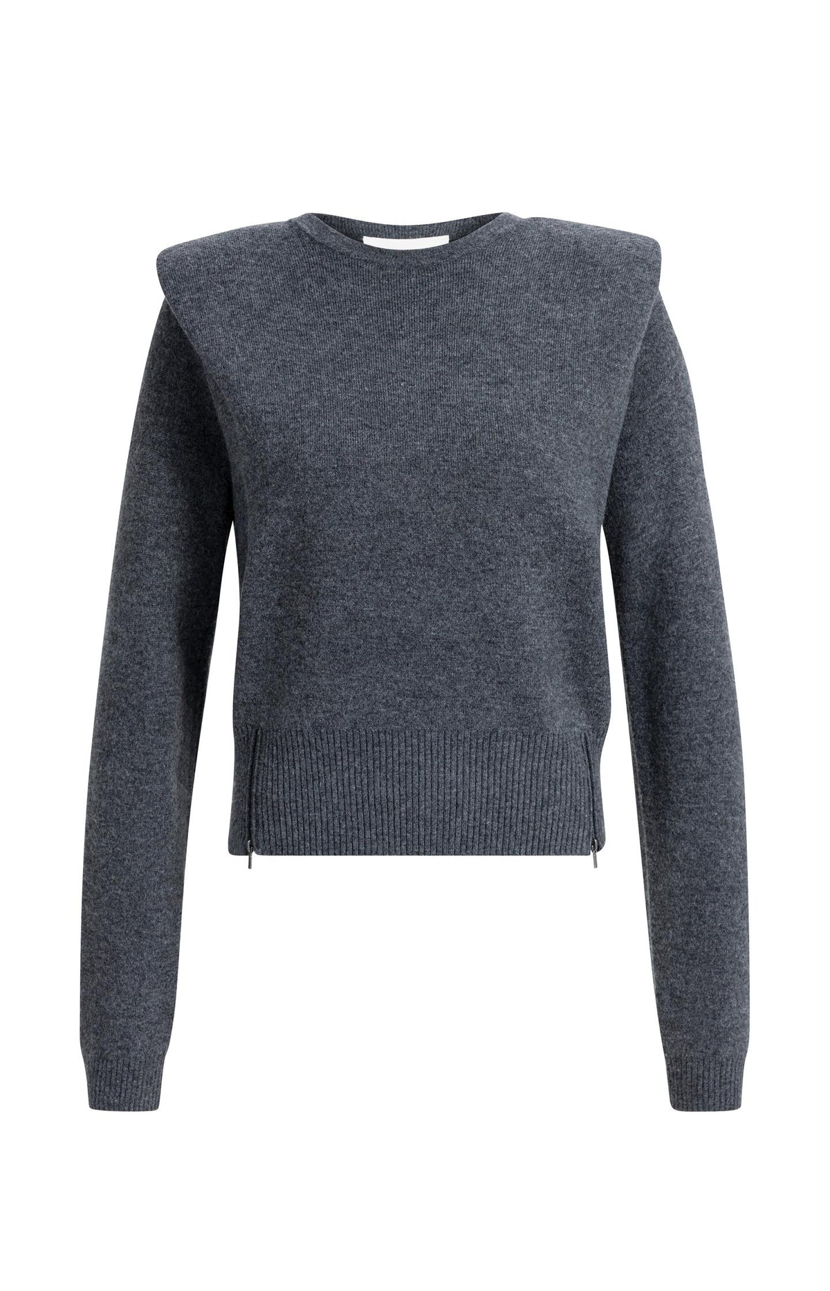 Knitted sweater with shoulder detail and side zips - Cocoa Brown Melange