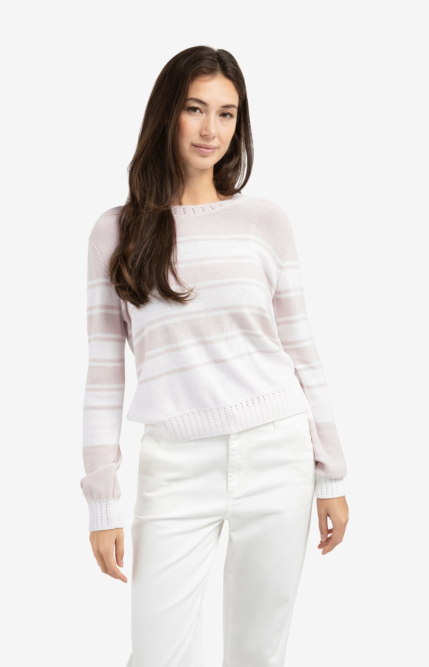 Knitted sweater with stripes and long sleeves