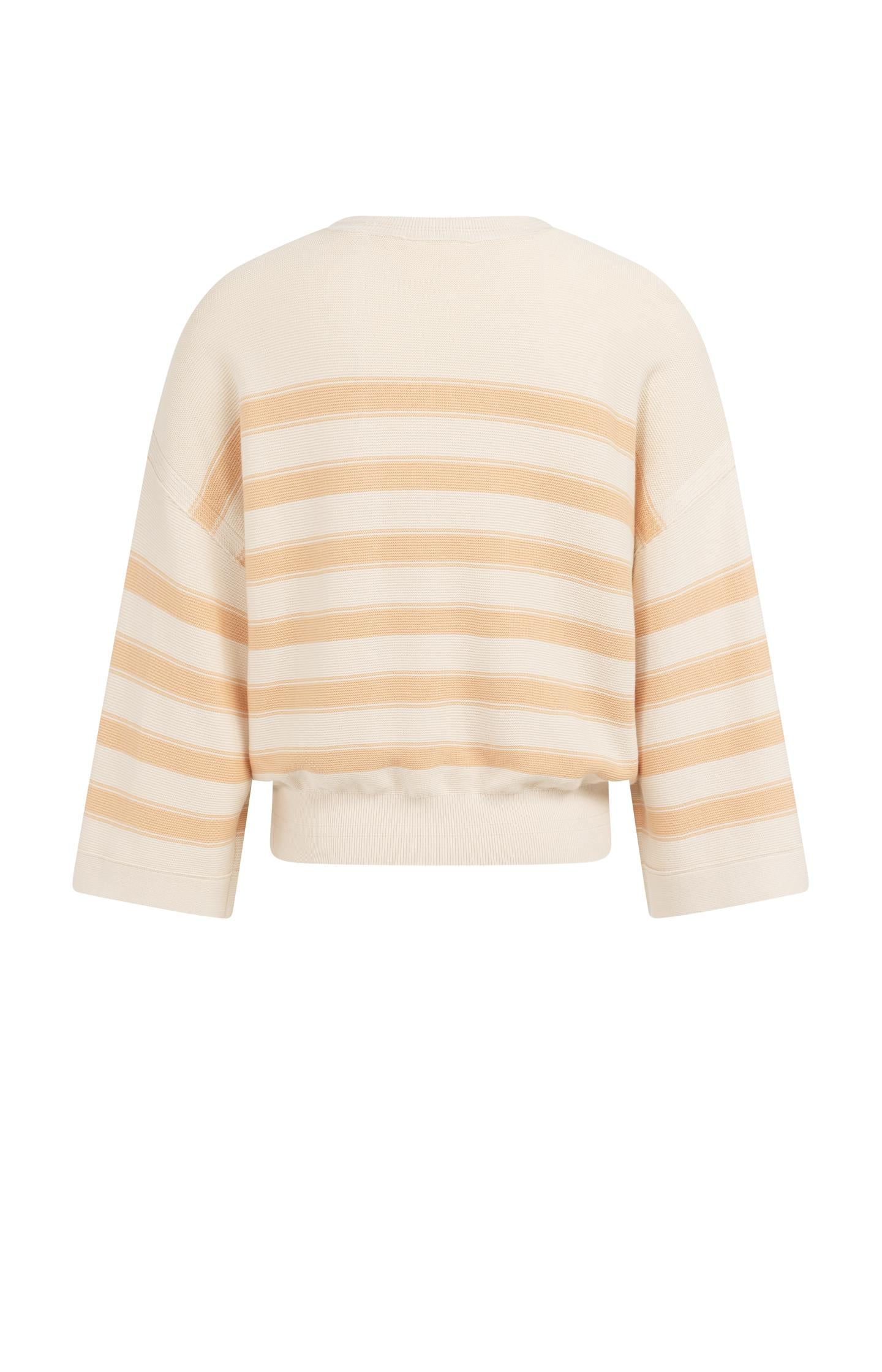 Knitted sweater with stripes and wide sleeves