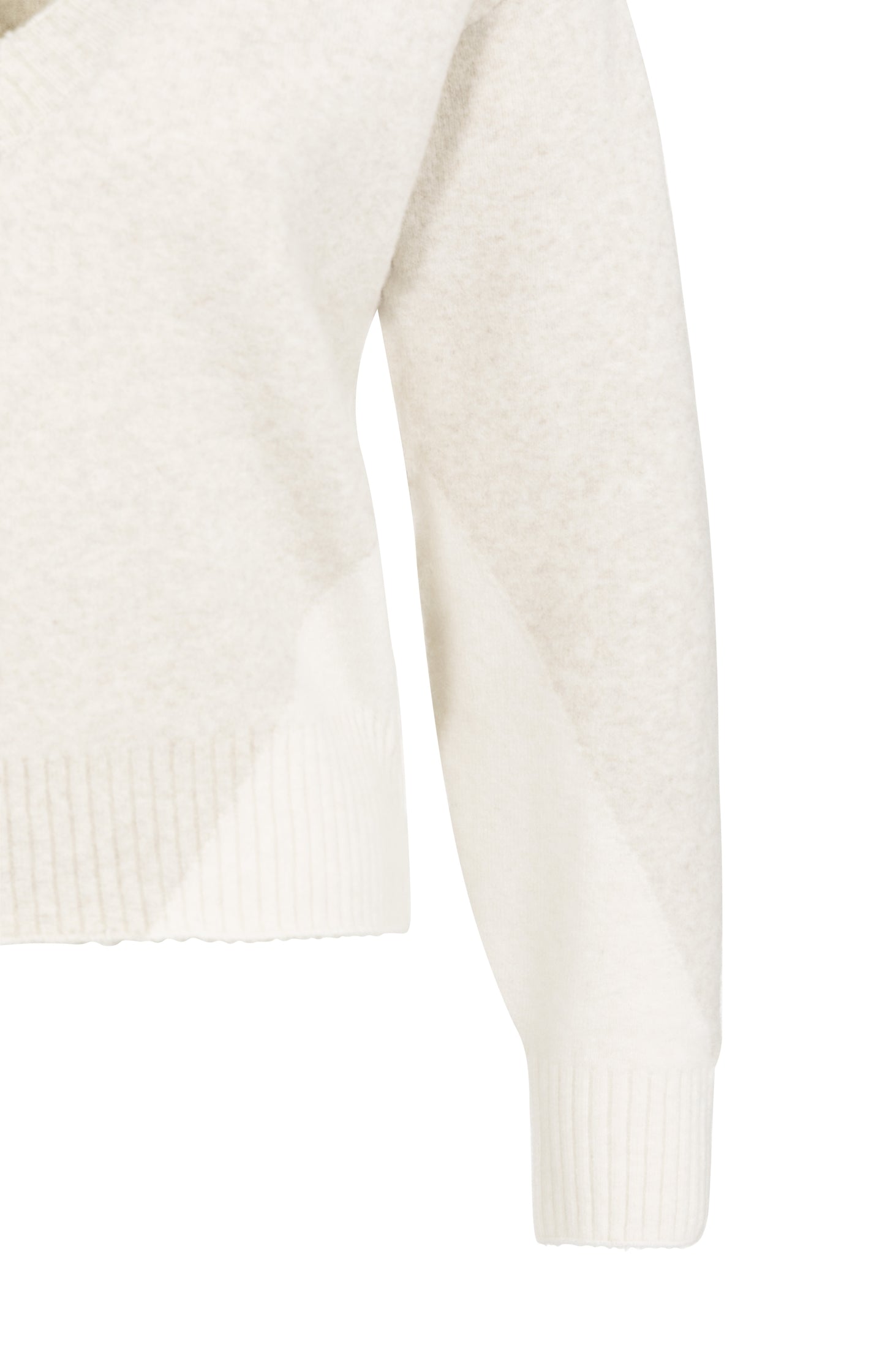 Knitted sweater with V-neck and colorblock effect