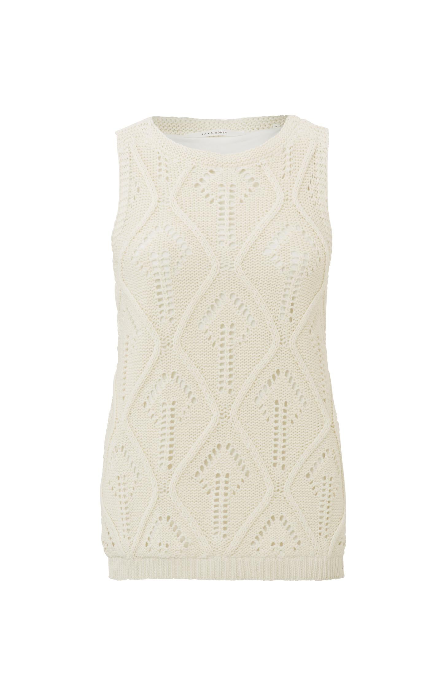 Knitted tank top with round neck and rib details - Type: product