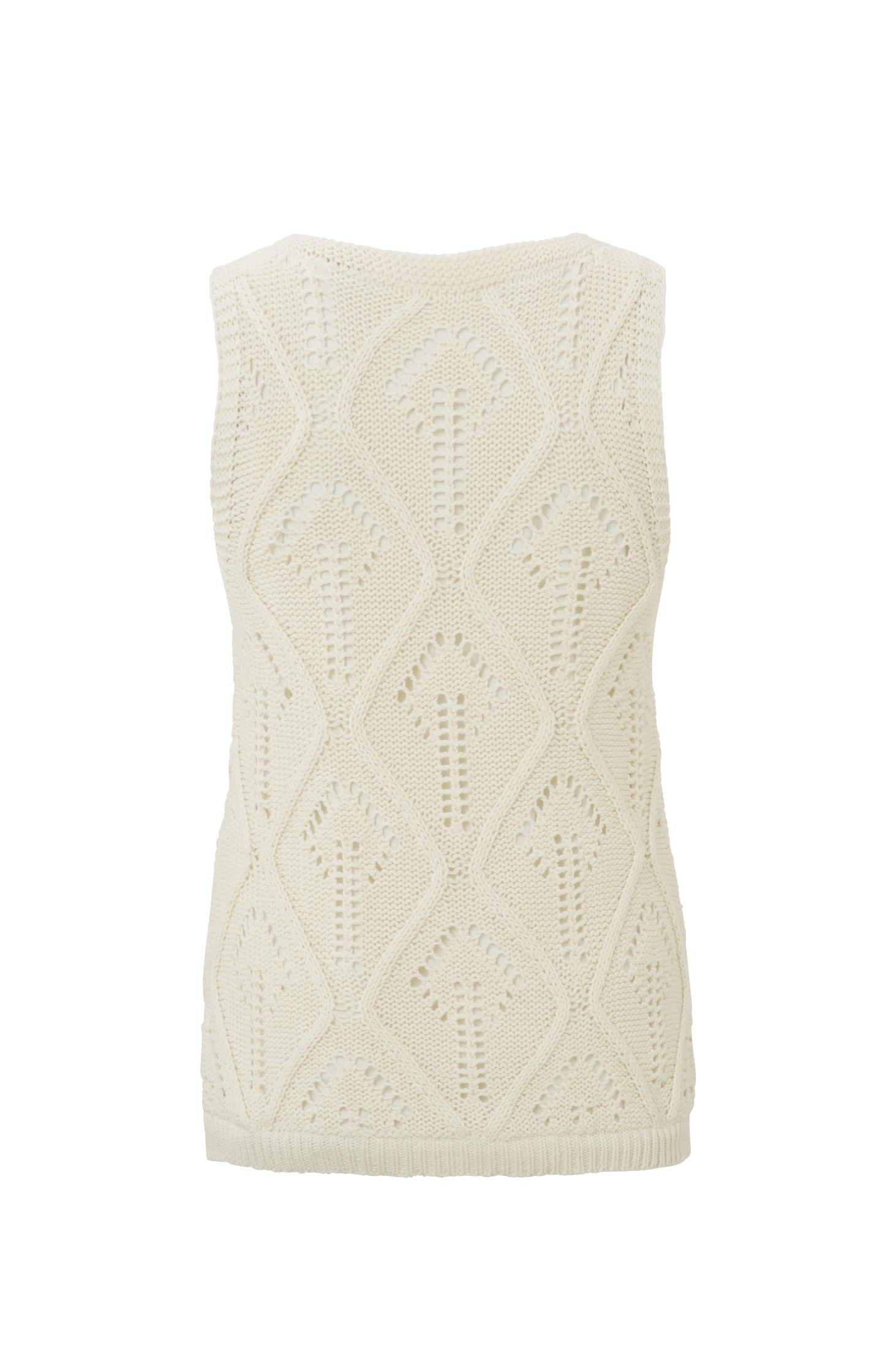 Knitted tank top with round neck and rib details