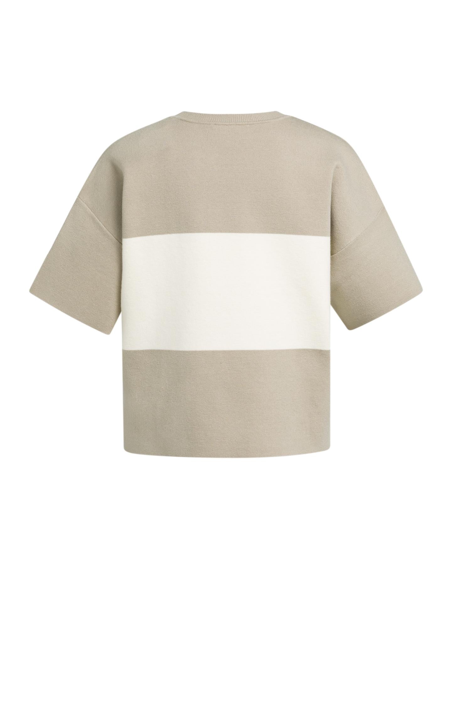 Knitted top with block stripes and short sleeves - Type: lookbook