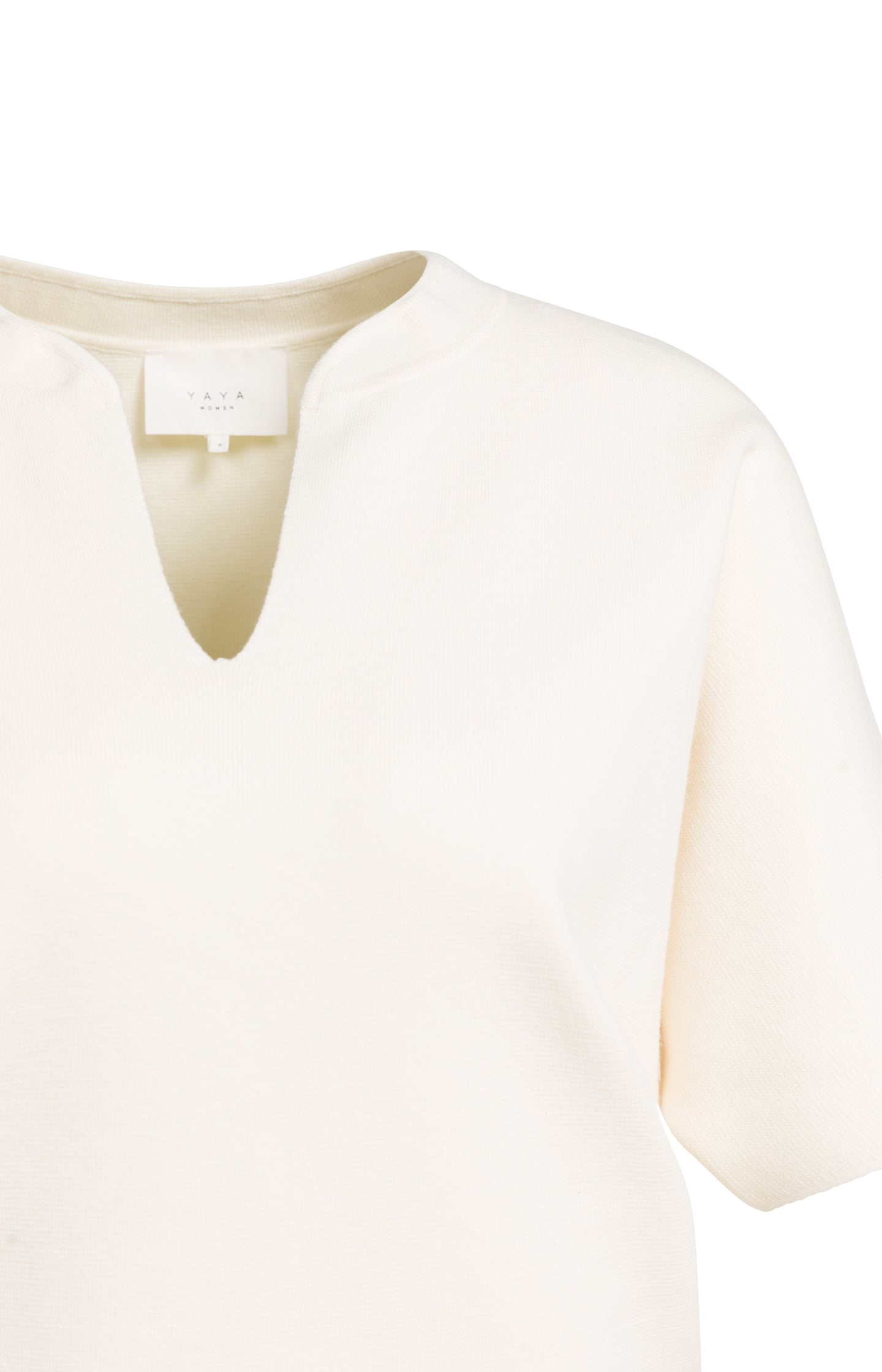 Knitted top with bomber collar and short sleeves