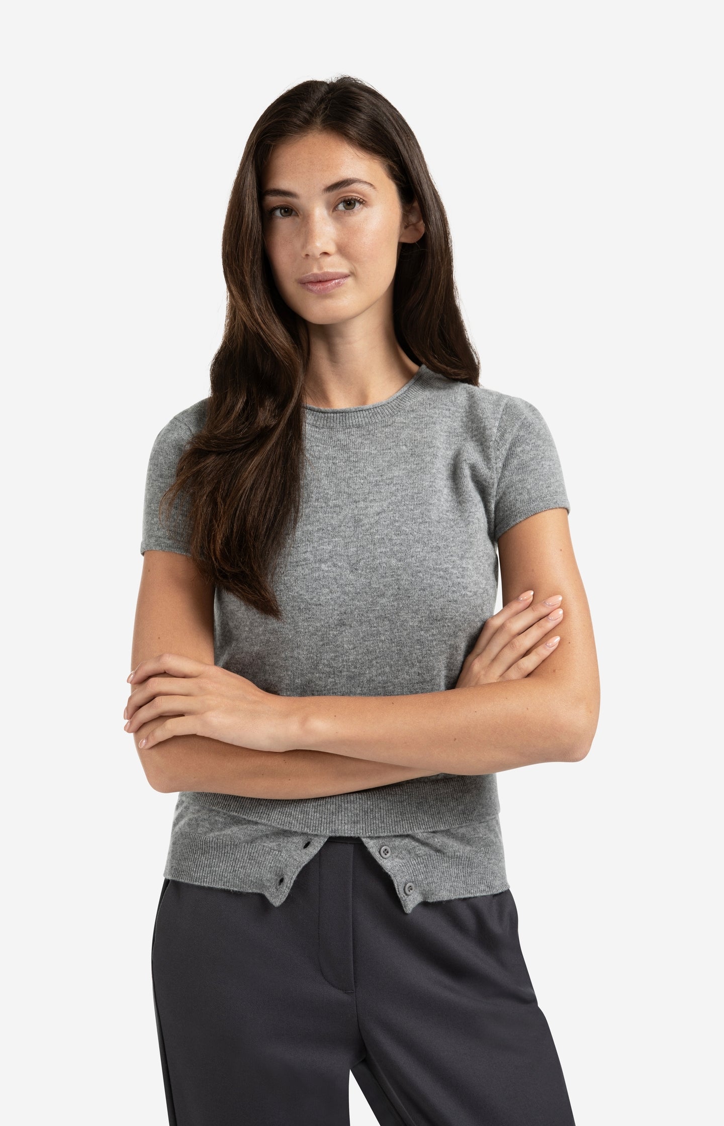 Knitted top with double hem and button details - Type: lookbook
