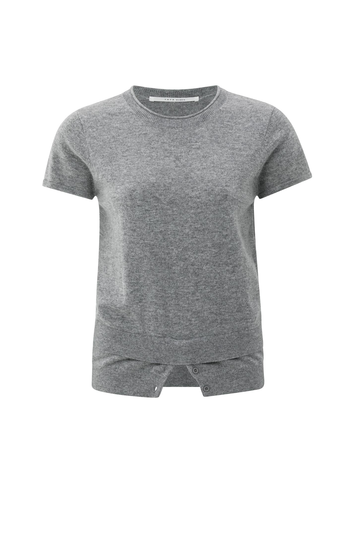 Knitted top with double hem and button details
