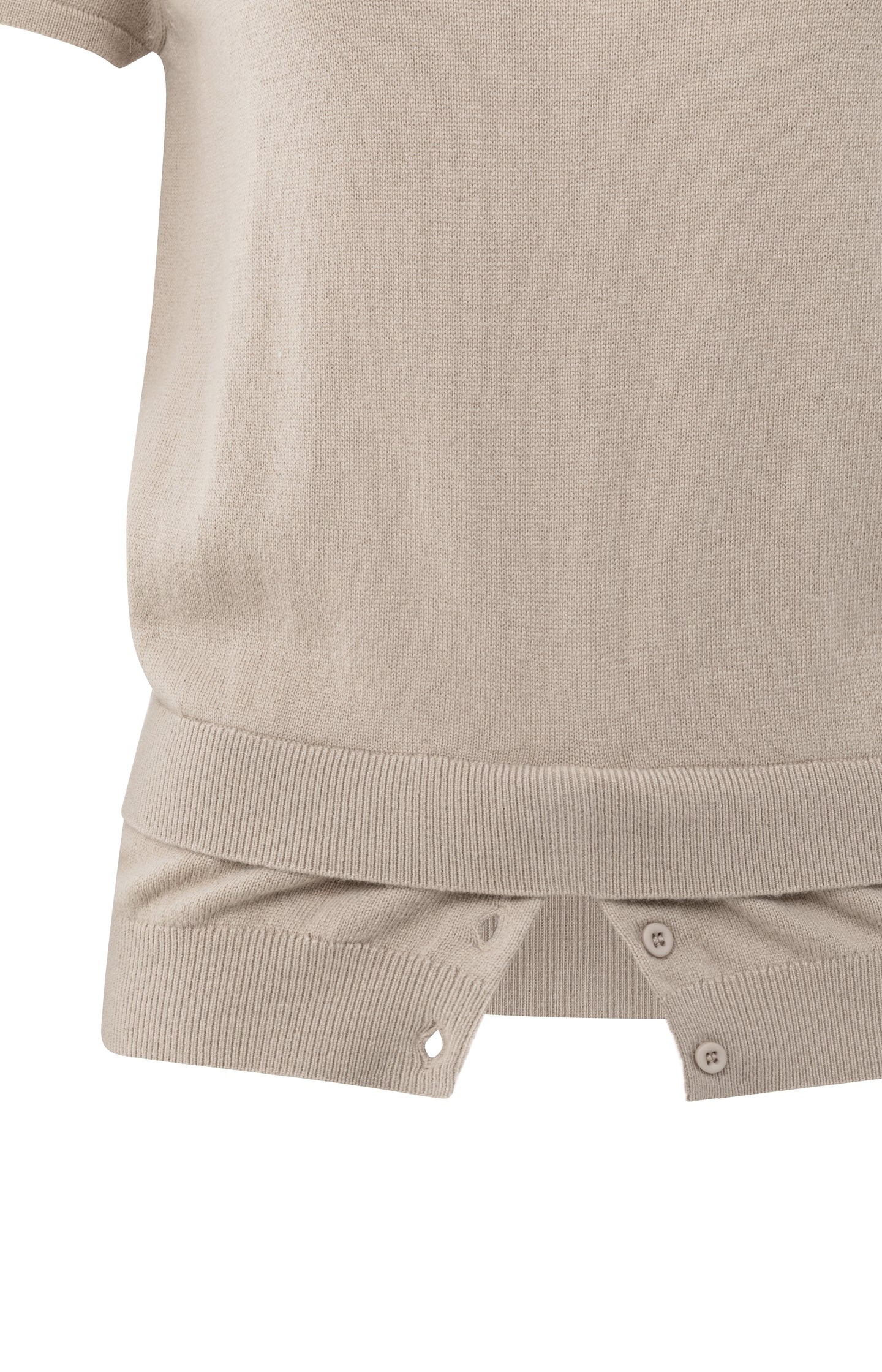 Knitted top with double hem and button details