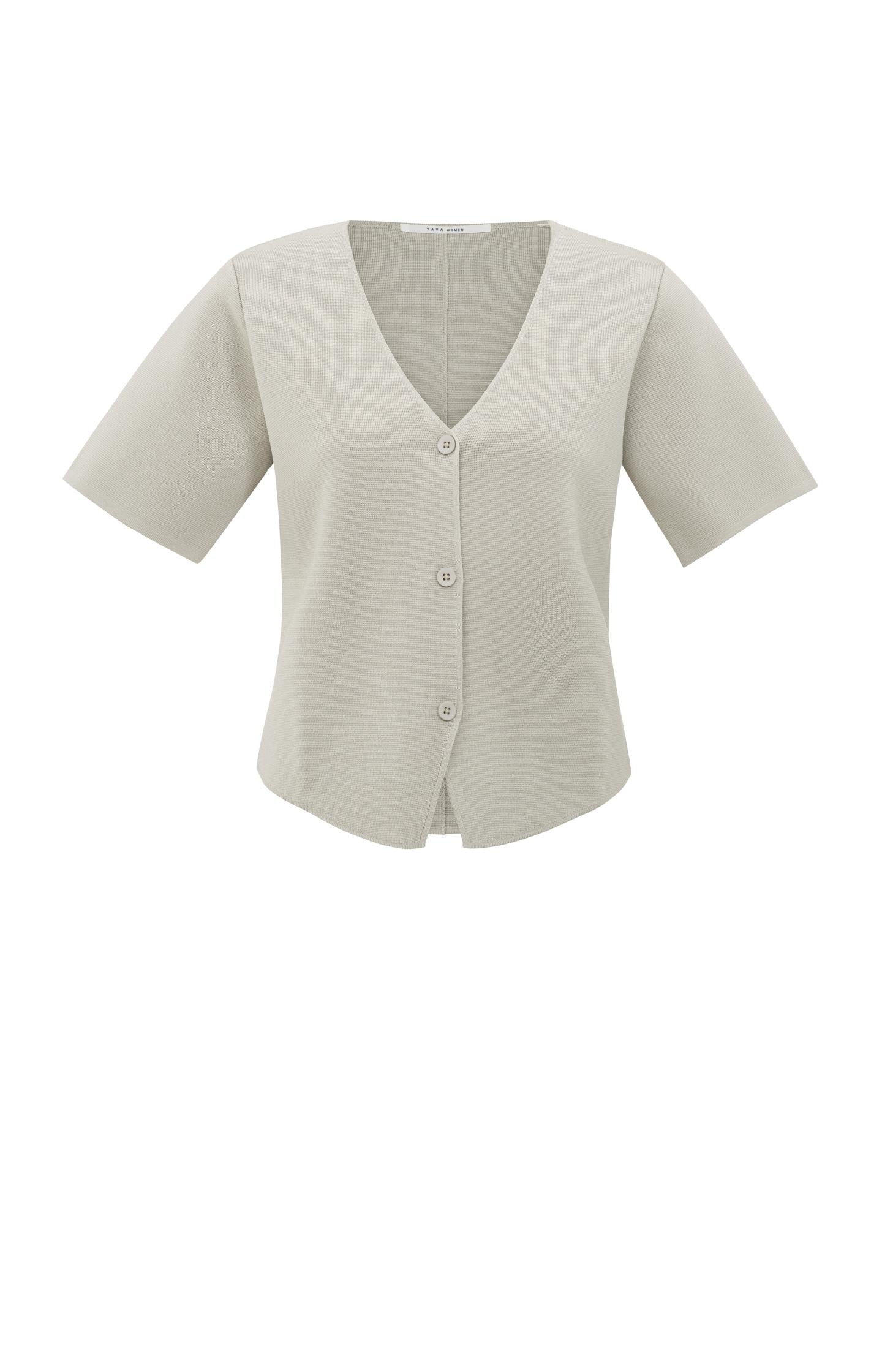 Knitted top with short sleeves and button closure - Type: product