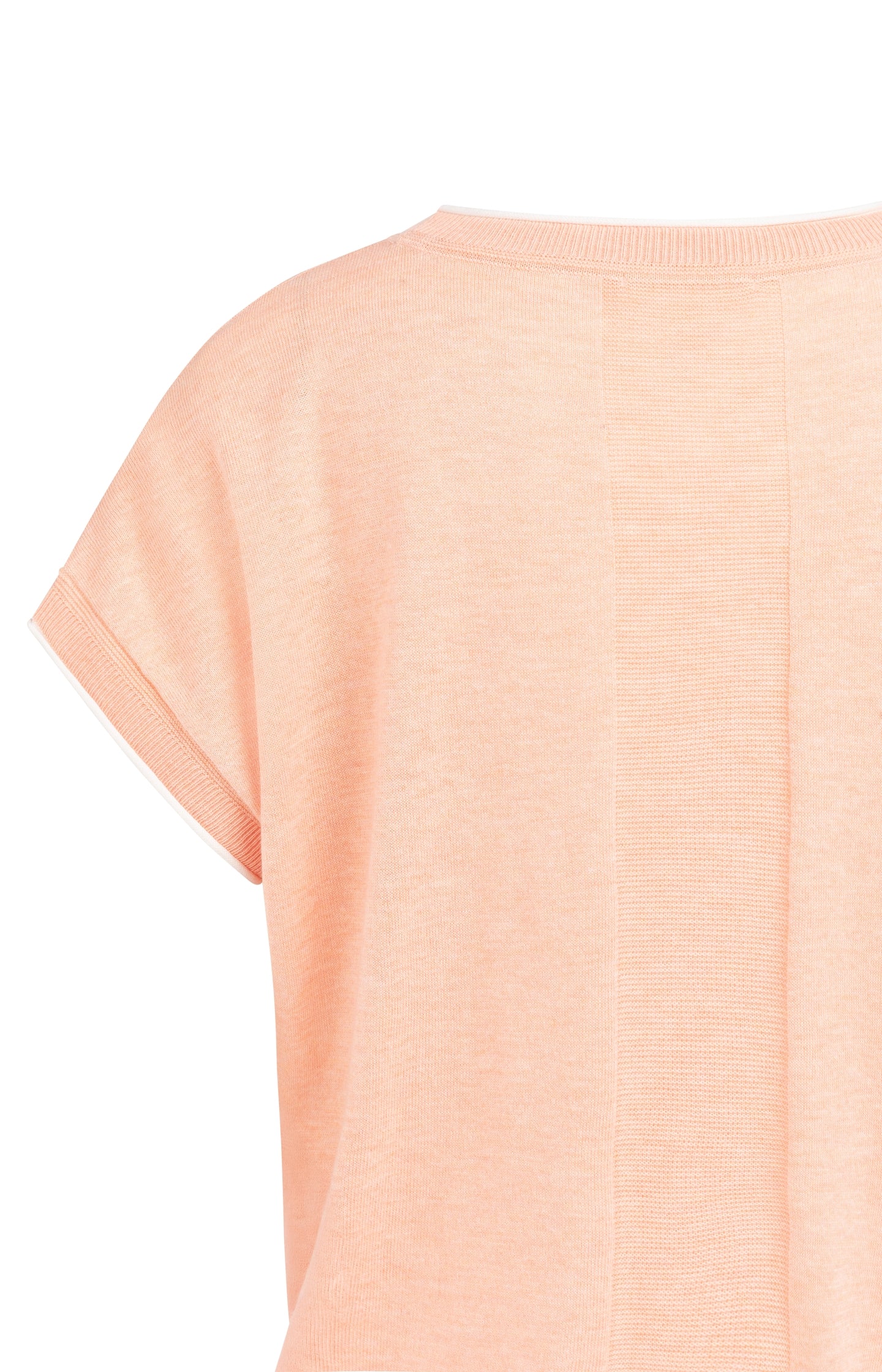 Knitted top with short sleeves and contrasting trims