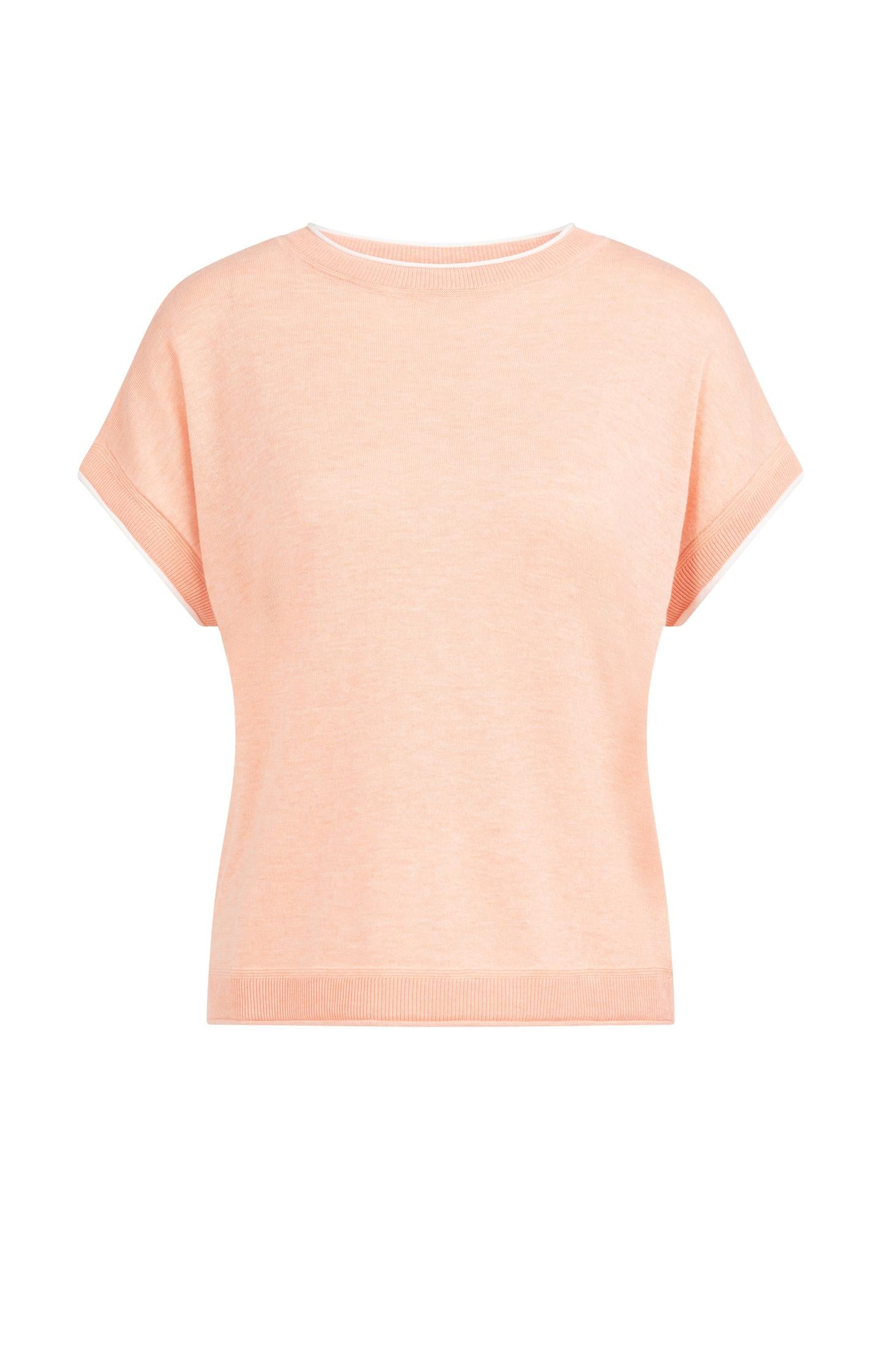 Knitted top with short sleeves and contrasting trims - Type: product