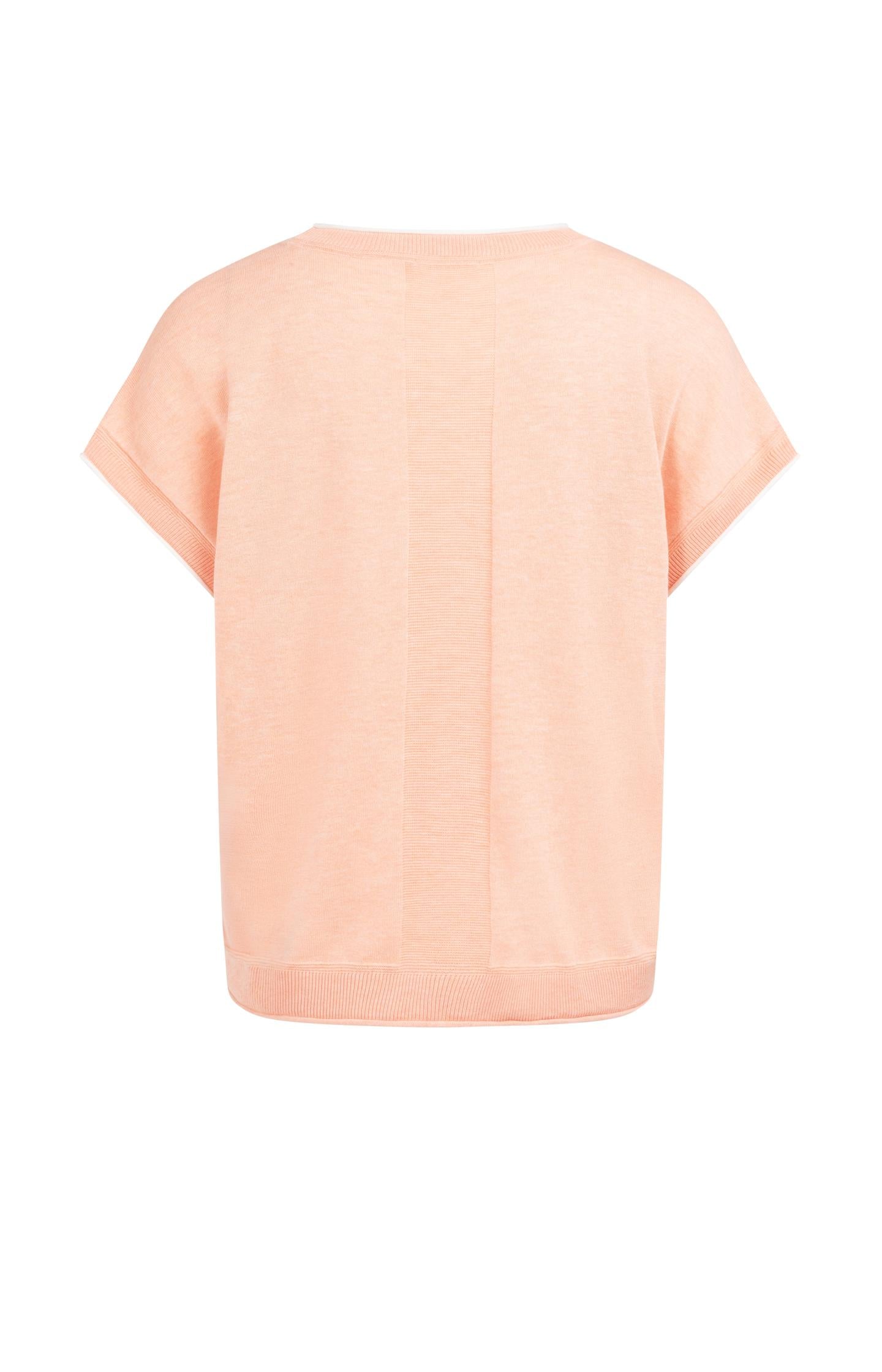 Knitted top with short sleeves and contrasting trims