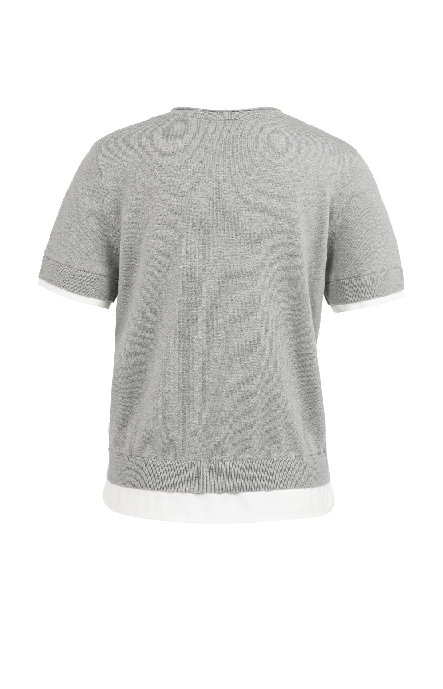 Knitted top with short sleeves and double blouse hem