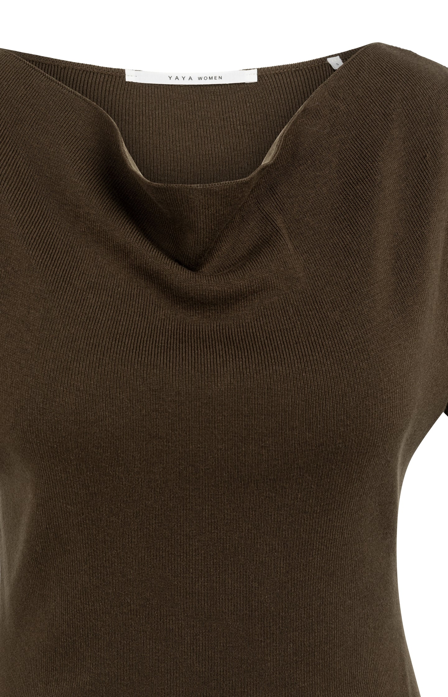 Knitted top with short sleeves and draped neckline