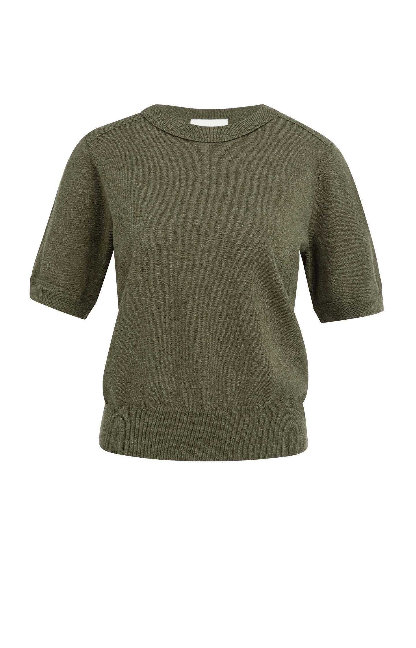 Knitted top with short sleeves and ribbed trims - Type: product