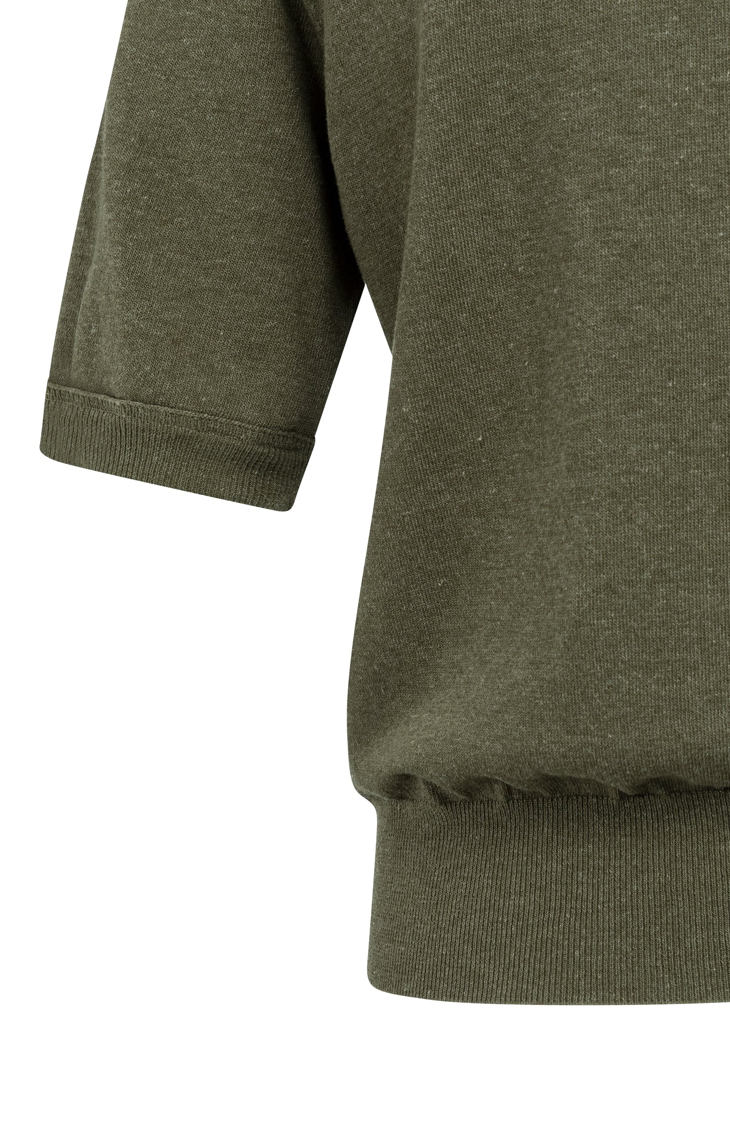 Knitted top with short sleeves and ribbed trims