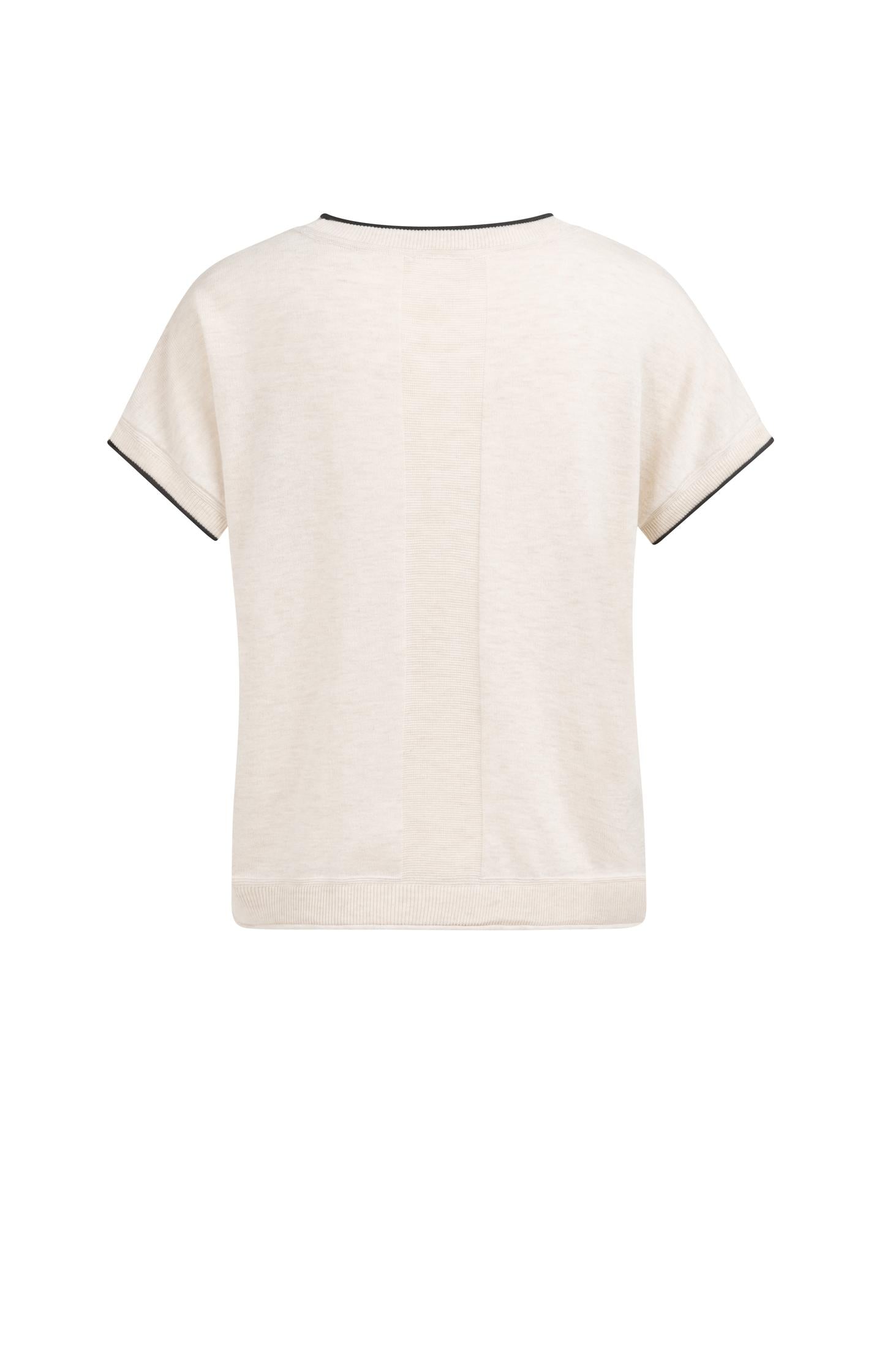 Knitted top with short sleeves and rolled edges