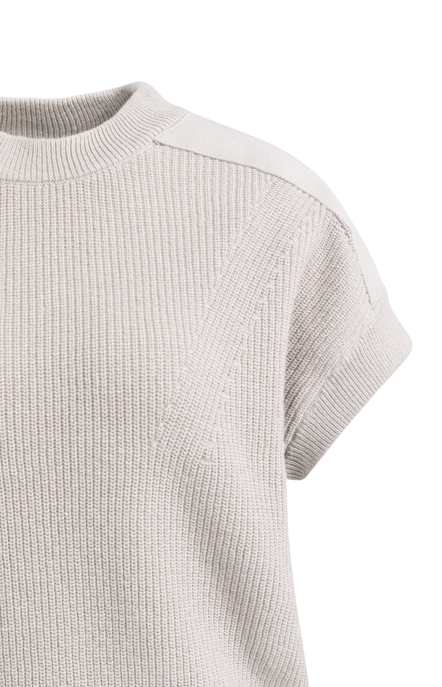 Knitted top with woven shoulder details