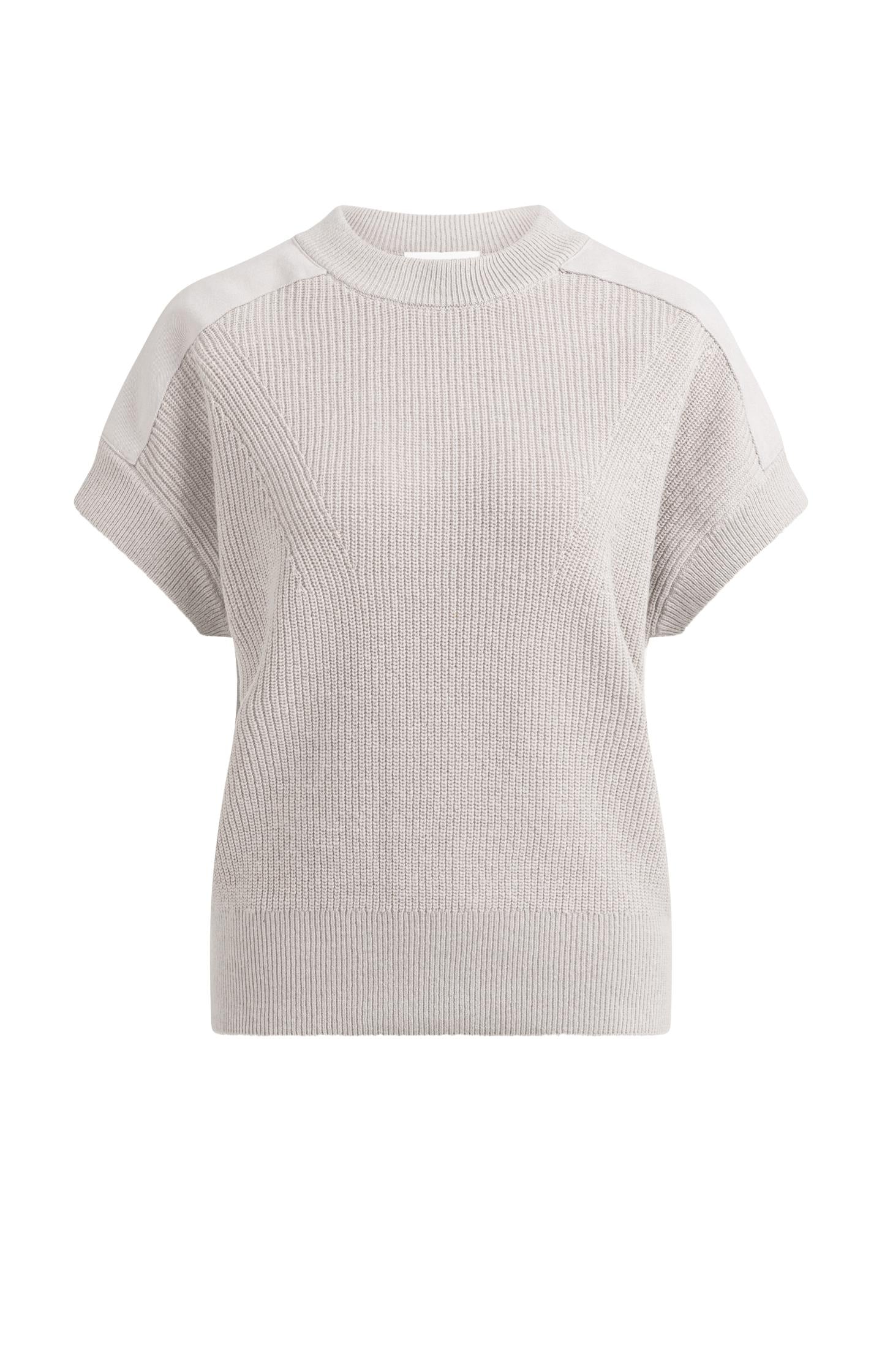 Knitted top with woven shoulder details - Type: product