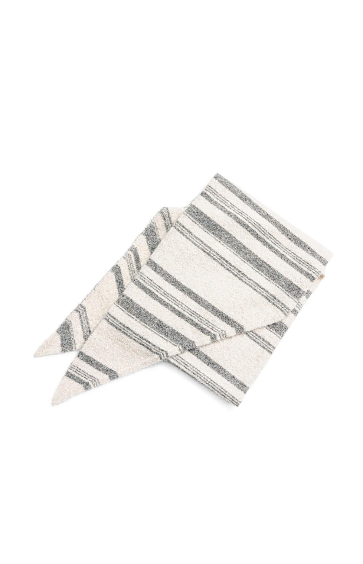 Knitted triangle scarf with stripes - Off White Dessin