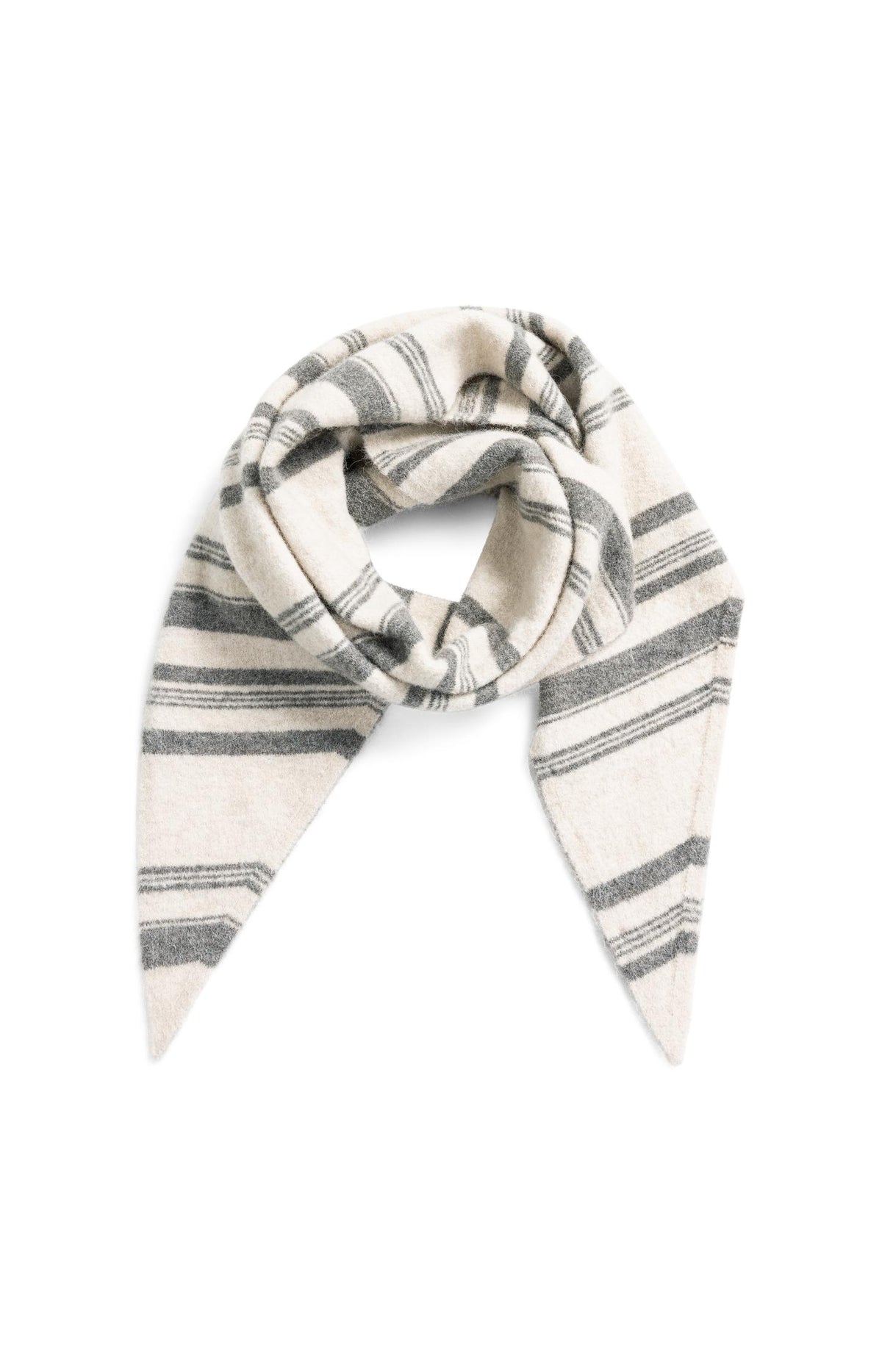 Knitted triangle scarf with stripes - Off White Dessin