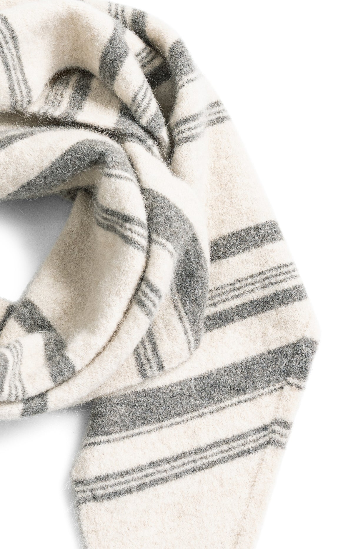 Knitted triangle scarf with stripes - Off White Dessin