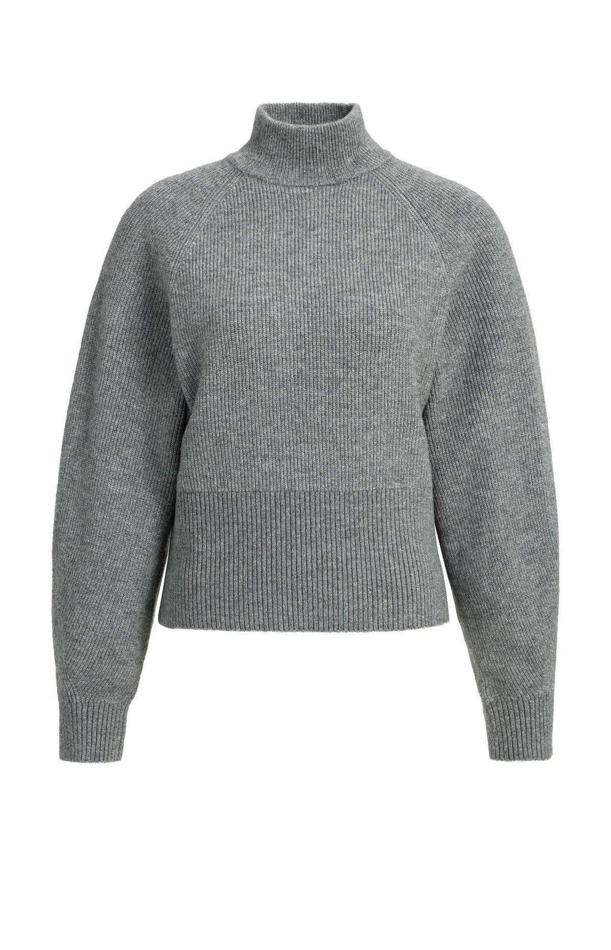 Knitted turtleneck sweater with batwing sleeves - Soap Grey Melange