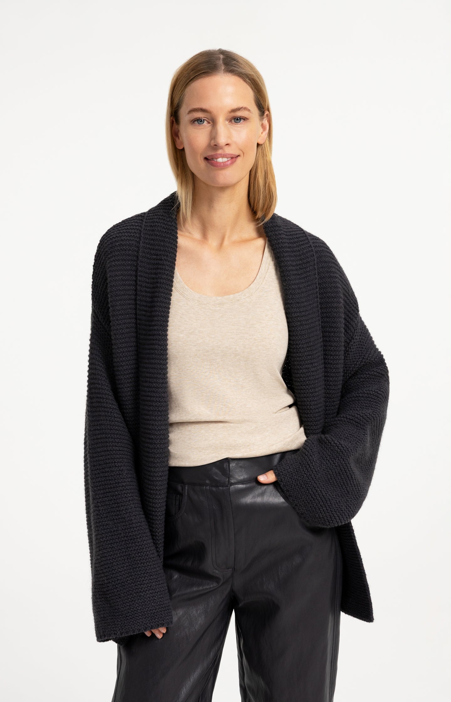 Knitted wrap cardigan with long sleeves