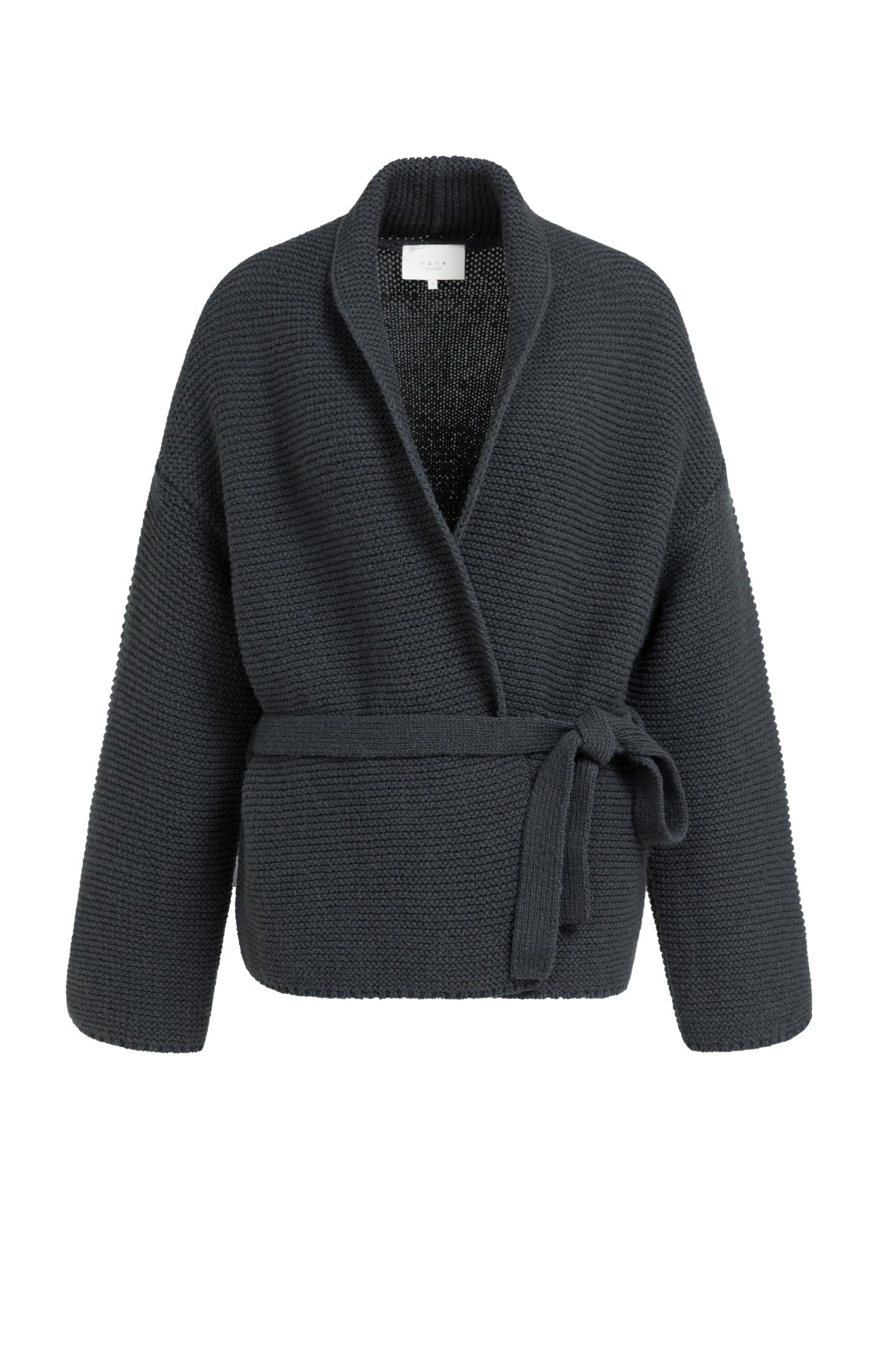 Knitted wrap cardigan with long sleeves