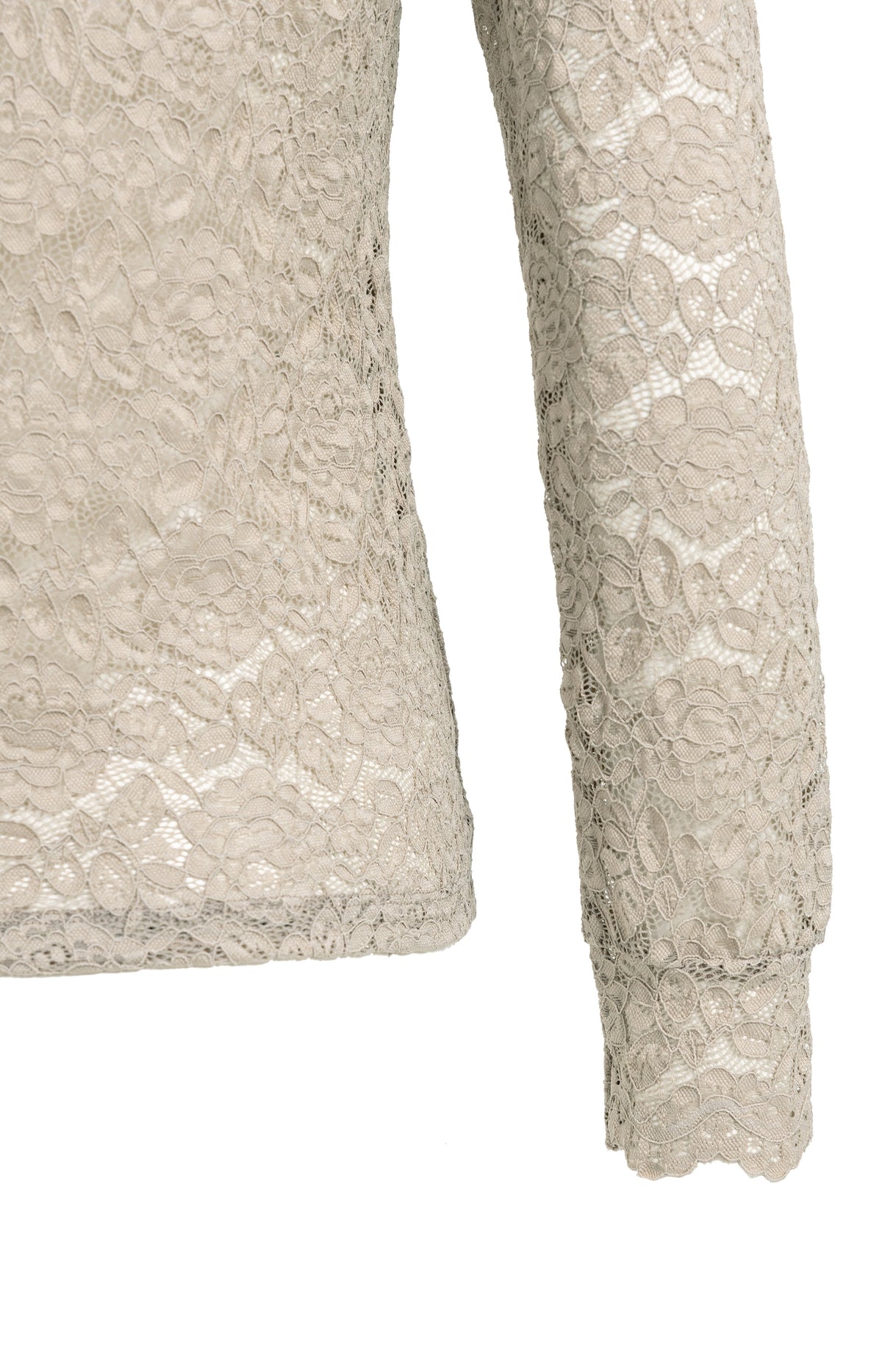 Lace top with high neck and long sleeves - Pure Cashmere Grey