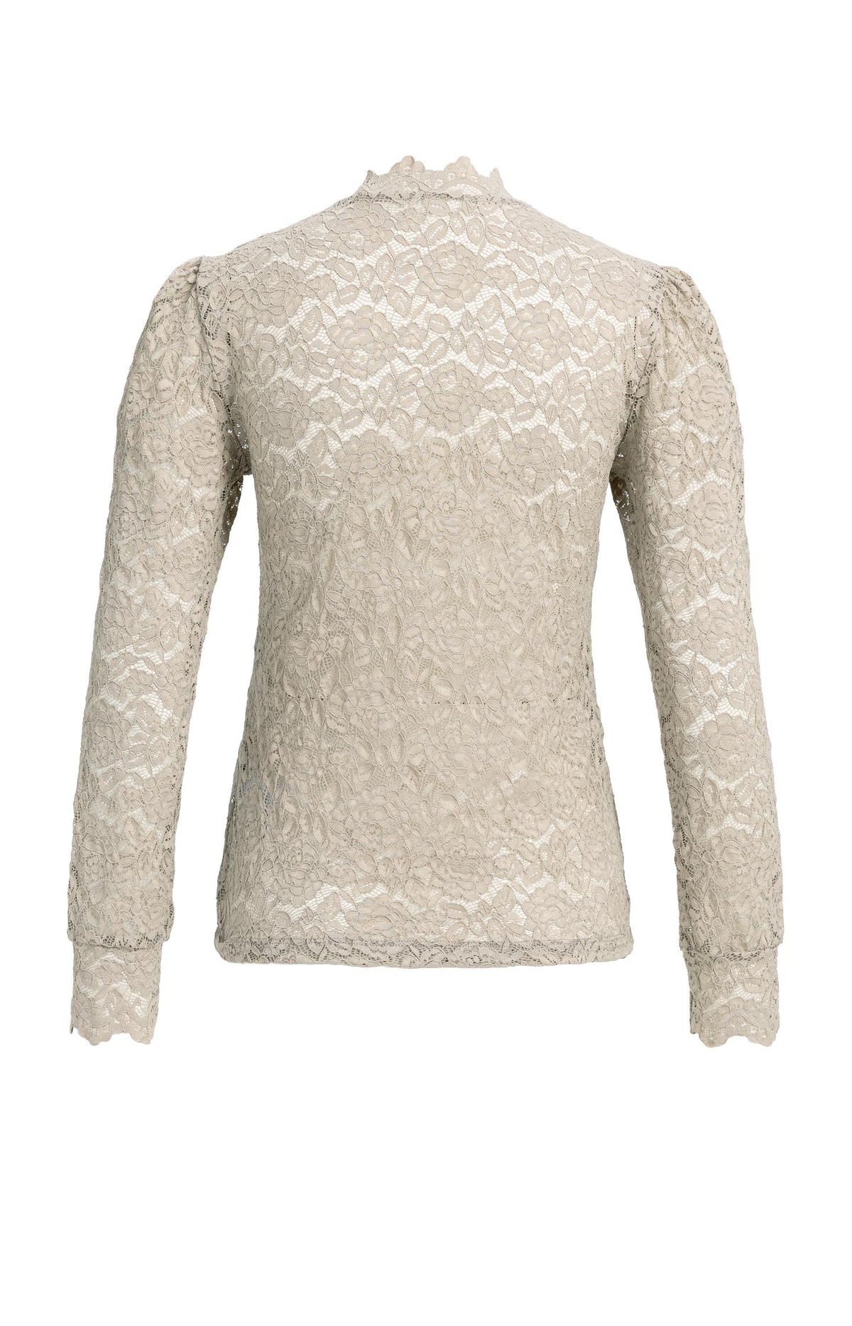 Lace top with high neck and long sleeves - Pure Cashmere Grey