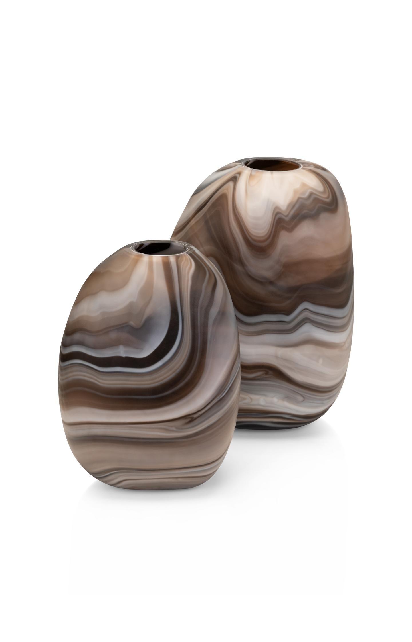 Large glass vase with marble look