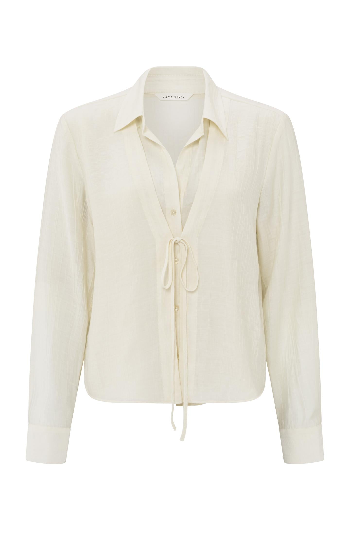 Layered texture blouse with tie detail - Type: product