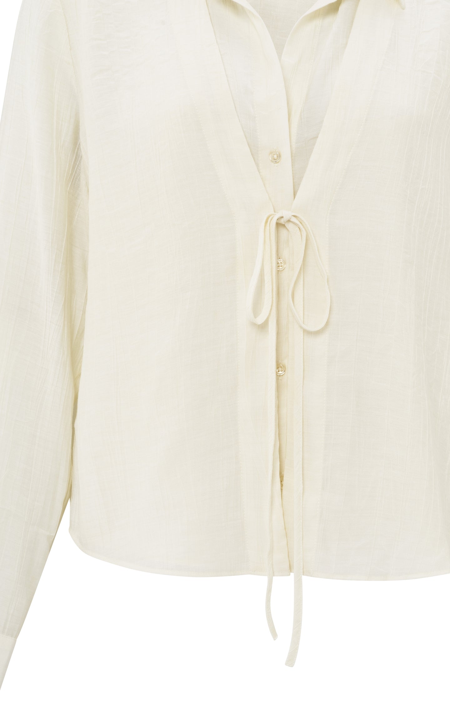 Layered texture blouse with tie detail