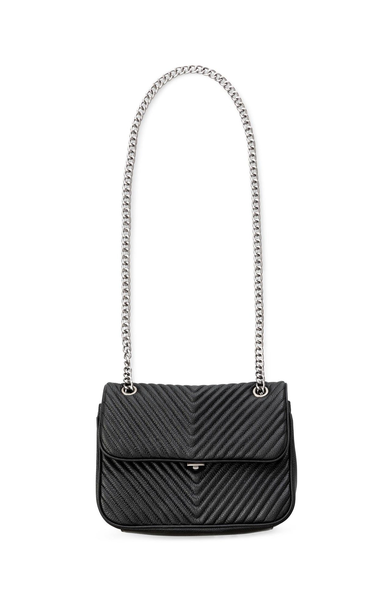 Leather bag Emma with stitching and chain - Type: product